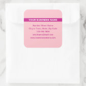 Markierter Firmenname auf der Rosa-Quadrat-Aufkleb Quadratischer Aufkleber (Tasche)