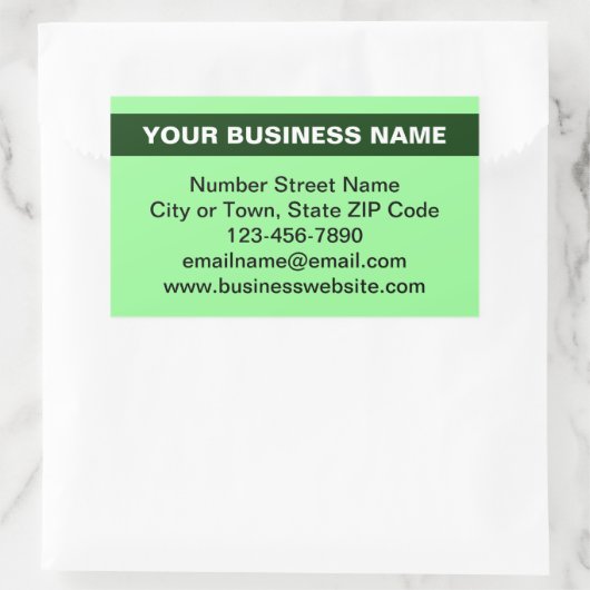 Markierter Firmenname auf hellgrün Rechteckiger Aufkleber (Tasche)