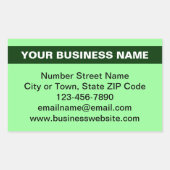 Markierter Firmenname auf hellgrün Rechteckiger Aufkleber (Vorderseite)