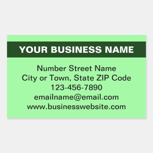 Markierter Firmenname auf hellgrün Rechteckiger Aufkleber (Vorderseite)