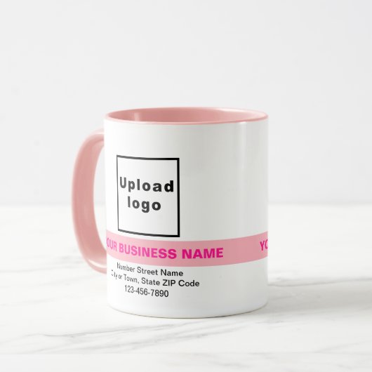 Markierter Firmenname auf rosa Combo-Tasse Tasse (Vorderseite Links)