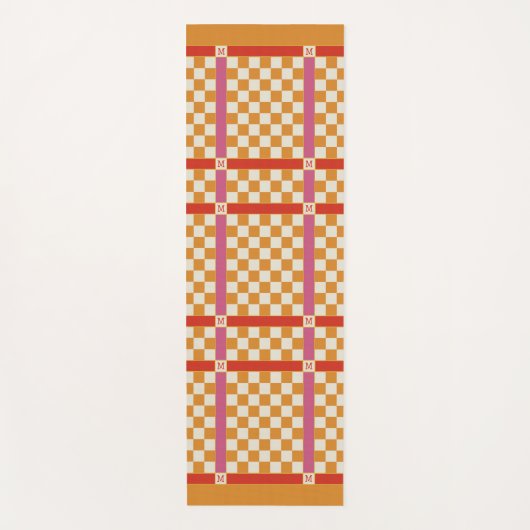 Markierter Name Anfangsmonogramm Rot, Gold und Ros Yogamatte (Vorderseite)