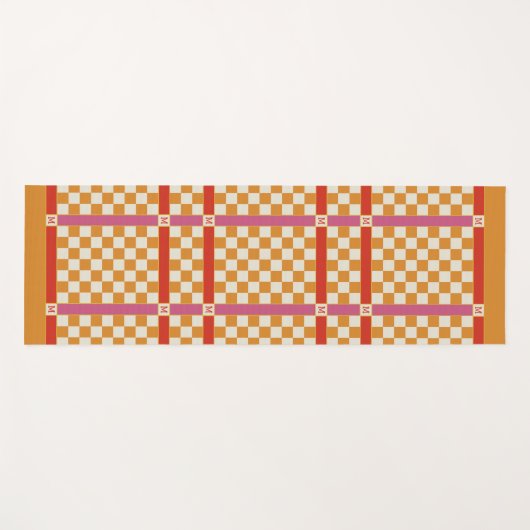Markierter Name Anfangsmonogramm Rot, Gold und Ros Yogamatte (Vorderseite (Horizontal))