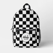 Markiertes Schwarz-Weiß-Retro-Monogramm Bedruckter Rucksack (Vorderseite)