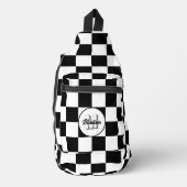 Markiertes Schwarz-Weiß-Retro-Monogramm Crossbody Bag (Vorderseite)