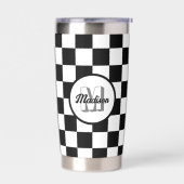 Markiertes Schwarz-Weiß-Retro-Monogramm Thermobecher (Links)