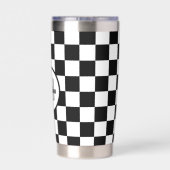 Markiertes Schwarz-Weiß-Retro-Monogramm Thermobecher (Rückseite)