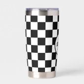 Markiertes Schwarz-Weiß-Retro-Monogramm Thermobecher (Vorderseite)