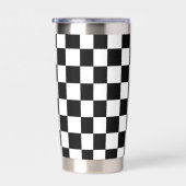 Markiertes Schwarz-Weiß-Retro-Monogramm Thermobecher (Rechts)