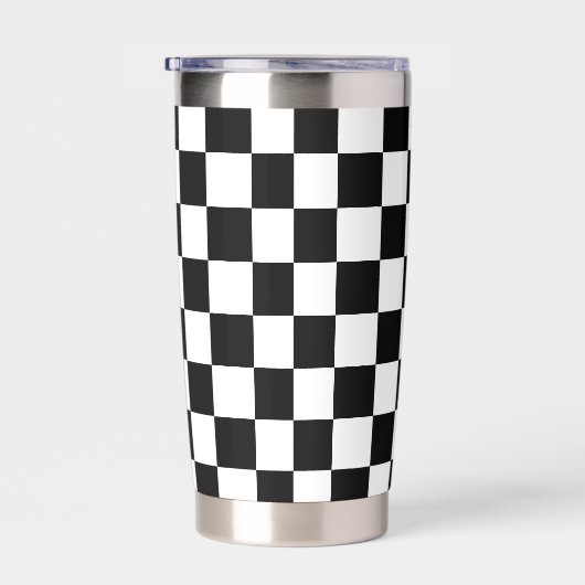 Markiertes Schwarz-Weiß-Retro-Monogramm Thermobecher (Rechts)