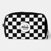 Markiertes Schwarz-Weiß-Retro-Monogramm Waschbeutel (Vorderseite)