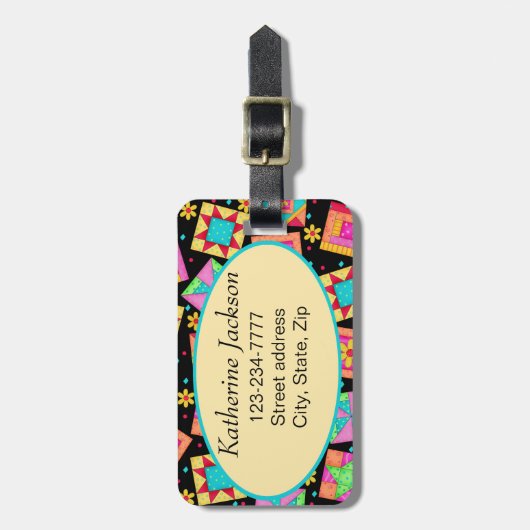 Markierung für das schwarze Quilt-Block-Gepäck ode Gepäckanhänger (Vorderseite vertikal)