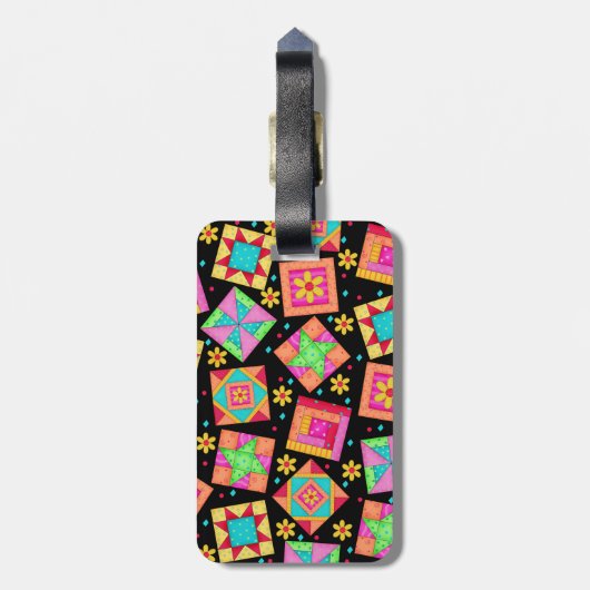 Markierung für das schwarze Quilt-Block-Gepäck ode Gepäckanhänger (Rückseite vertikal)