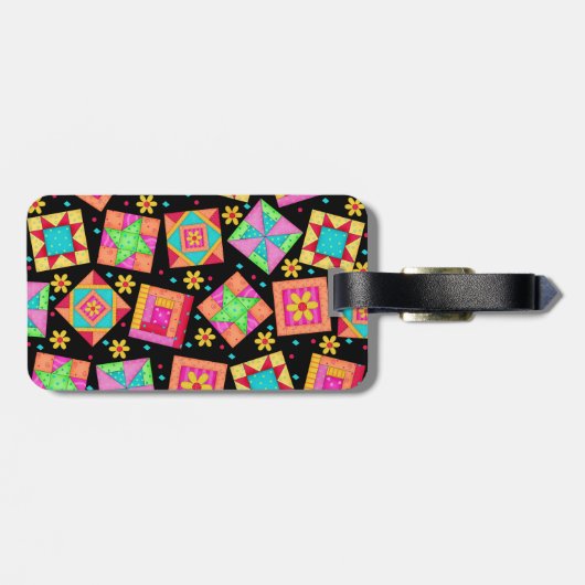 Markierung für das schwarze Quilt-Block-Gepäck ode Gepäckanhänger (Rückseite horizontal)