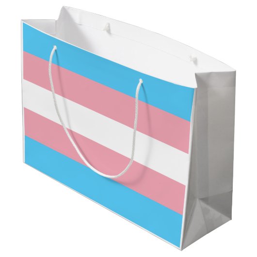 Markierung für den Trans Pride (Transgender Pride) Große Geschenktüte (Rückseite Schrägansicht)