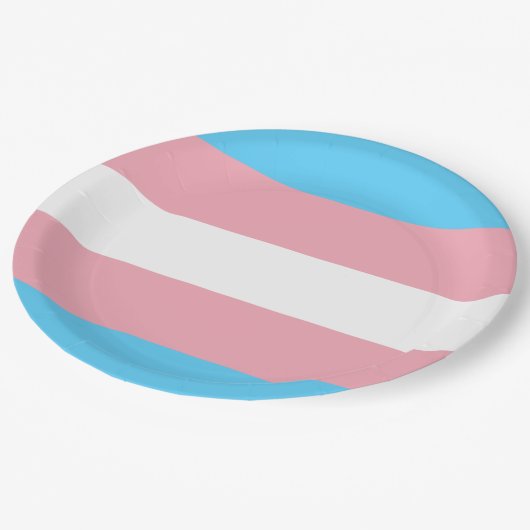 Markierung für den Trans Pride (Transgender Pride) Pappteller (Schrägansicht)