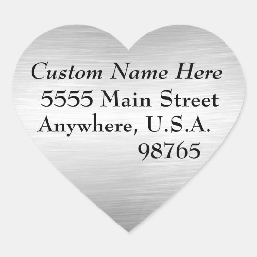 Markierungen für gegossene Metal-Look Herz-Aufkleber (Vorderseite)