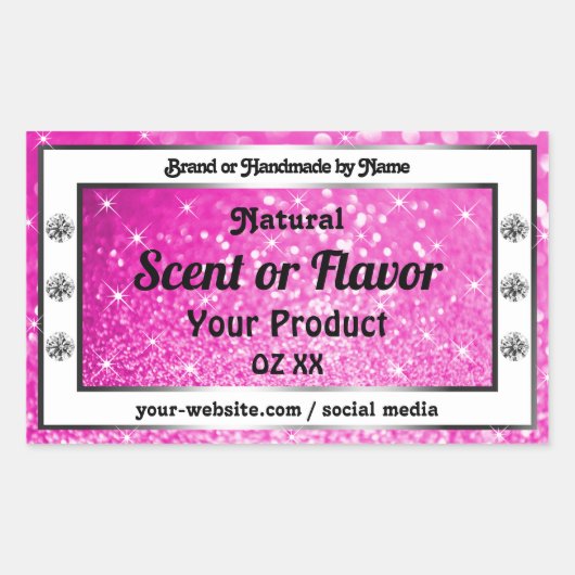 Markierungen für hellrosa Glitzer-Sparkle-Sterne Rechteckiger Aufkleber (Vorderseite)