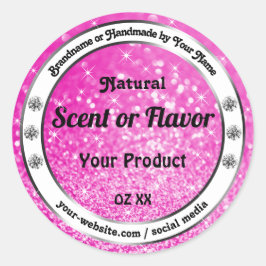 Markierungen für hellrosa Glitzer-Sparkle-Sterne Runder Aufkleber