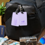 Markierungen für Violetlavender monogram-Syndrom Gepäckanhänger<br><div class="desc">Ein violetter,  lavenderfarbener Hintergrund. Personalisieren und fügen Sie Ihre Monogramm-Initialen und Ihren Namen mit Blockbuchstaben geschrieben. Lila Buchstaben. Modern,  trendig und einfach. Zurück: Fügen Sie Ihre Kontaktinformationen hinzu.</div>