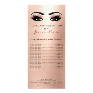 Markierungspreise Liste der Lashes Peach-Rose Werbekarte