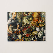 Markt Frau mit Obst/Gemüse Puzzle mit Zinn (Horizontal)