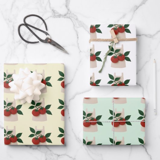 Markt Fresh Tomato Tasche — Bespoke Food Gift Wrap Geschenkpapier Set (Vorderseite)