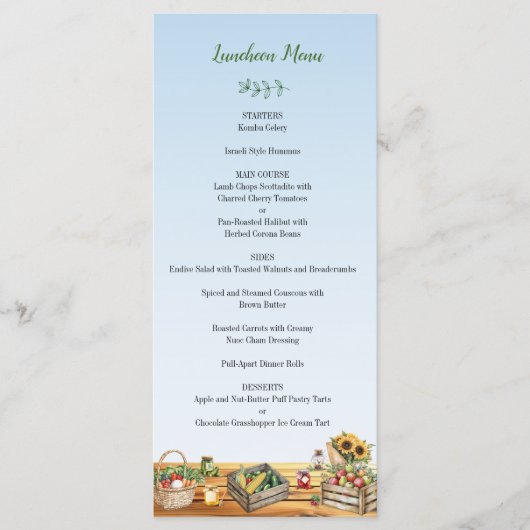 Markt für Bauern - Das Brautparty des Marktes fris Menükarte (Vorderseite)