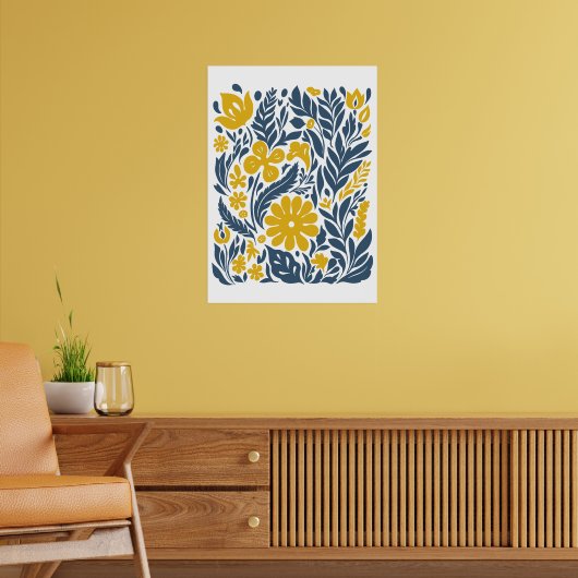 Markt für Bohemische Blume | Moderne Abstrakte Blä Poster (Wohnzimmer 2)