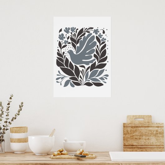 Markt für Bohemische Blume | Moderne Abstrakte Blä Poster (Küche)