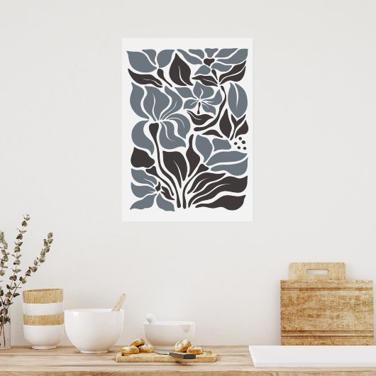 Markt für Bohemische Blume | Moderne Abstrakte Blä Poster (Küche)