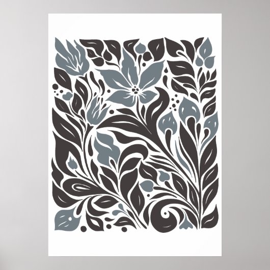 Markt für Bohemische Blume | Moderne Abstrakte Blä Poster (Vorne)