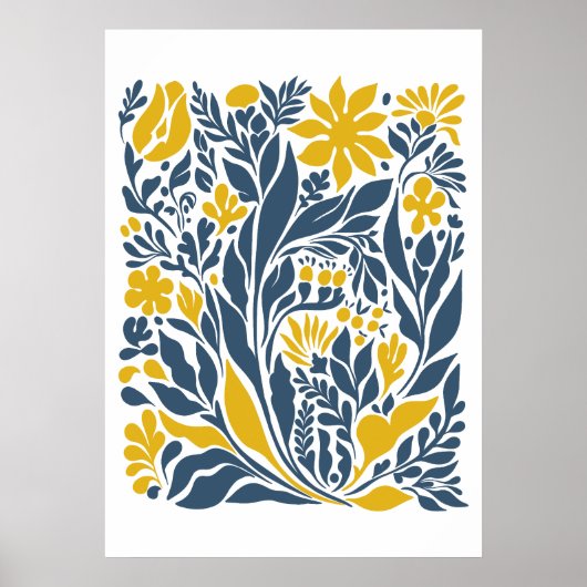 Markt für Bohemische Blume | Moderne Abstrakte Blä Poster (Vorne)