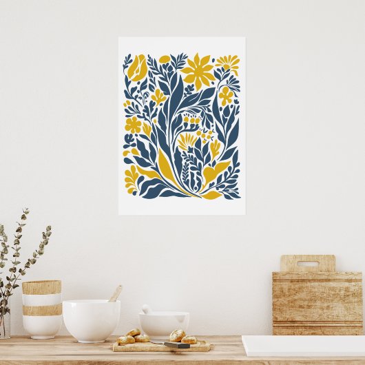 Markt für Bohemische Blume | Moderne Abstrakte Blä Poster (Küche)