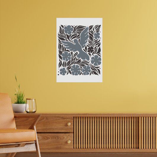 Markt für Bohemische Blume | Moderne Abstrakte Blä Poster (Wohnzimmer 2)