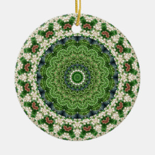 Markt für grüne und weiße Bauern Mandala Keramik Ornament