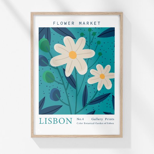 Markt für Retro-Blume Lissabon Abstrakte Blume Poster