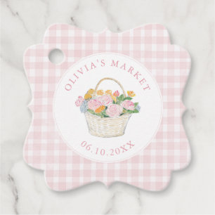 Markt-Junggesellinnenabschied Vornehm Rosa Gingham Geschenkanhänger