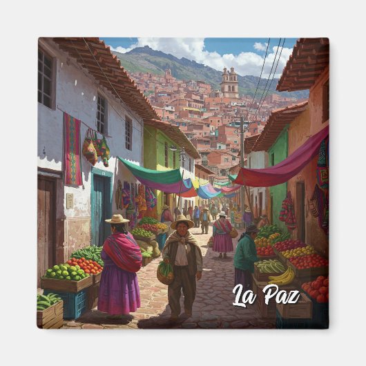 Markt La Paz Bolivien Magnet (Vorne)
