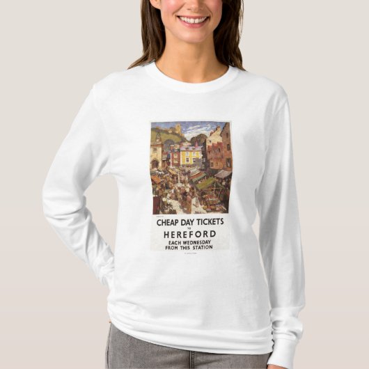 Markt-Szenen-Eisenbahn-Plakat T-Shirt (Vorderseite)