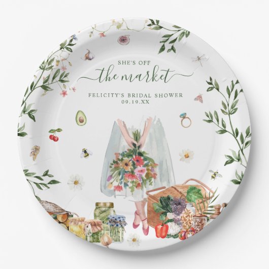 Marktabschottung | Brautparty für den Bauernmarkt Pappteller (Vorderseite)