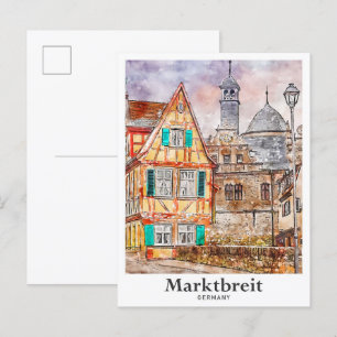 Marktbreit Deutschland Reisende Wasserfarbenhandze Postkarte