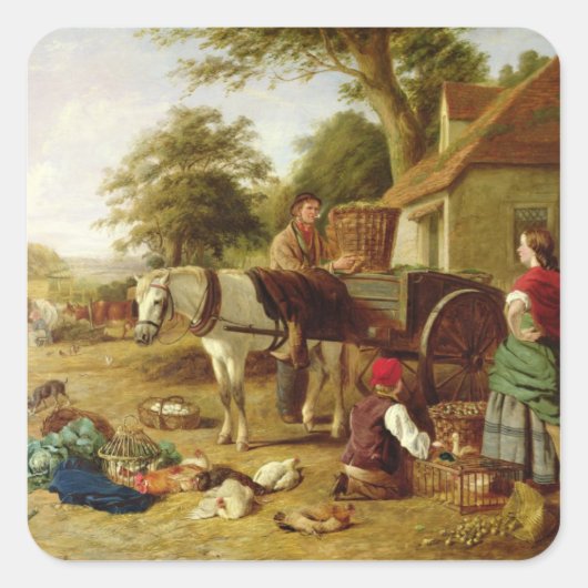 Marktkarton, 1864 (Öl auf Leinwand) Quadratischer Aufkleber (Vorderseite)
