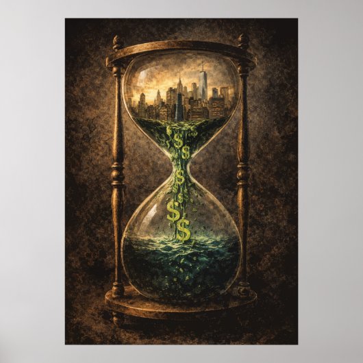 Marktliquiditäts-Stundenglas-Day-Trading-Surreal Poster (Vorne)