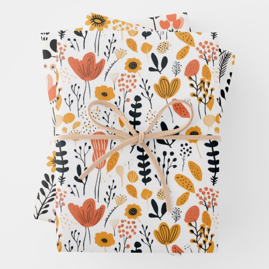 Marktmodell für Retro-Blume Geschenkpapier Set (Beispiel)