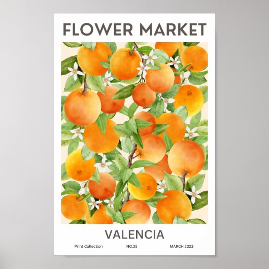 Marktplakat für farbenfrohe Blume in Valencia Poster (Vorne)