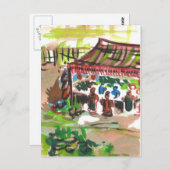 Marktplatz für Wasserfarben Postkarte (Vorne/Hinten)