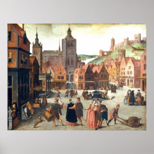 Marktplatz in Bergen - Abel Grimmer Fine Art Poster