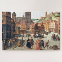 Marktplatz in Bergen, Flämischer Art Jigsaw Puzzle