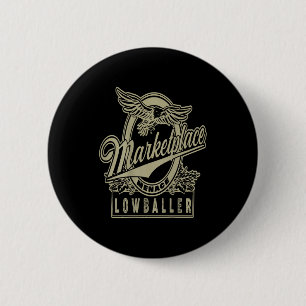 Marktplatz-Minderbieter lustiger Verkäufer Vintage Button